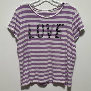 Victoria's Secret Fun Casual purple Striped “LOVE “ Lounge trendy t-shirt top
